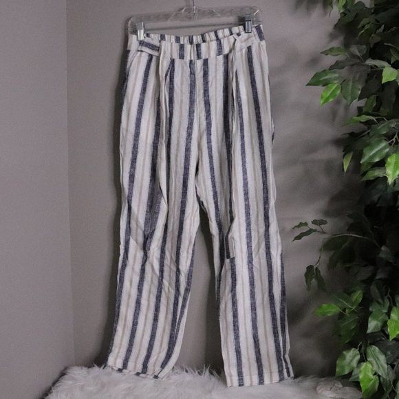 NWT Love Tree | Pinstriped Linen Pants Medium - Picture 1 of 7